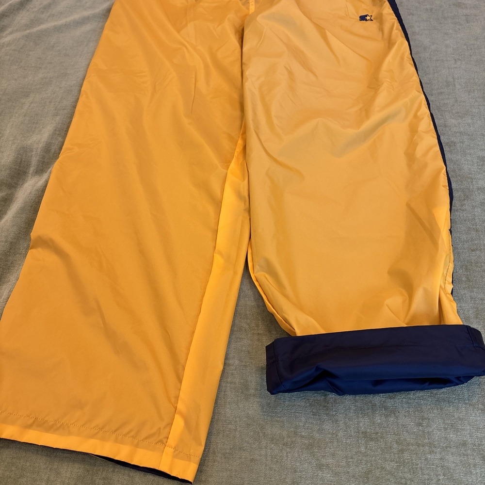 VTG Starter Track Pants Reversible Black Yellow Side Zip Workout Gym Pants SZ XL - Picture 9 of 11